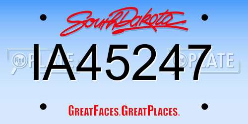 IA45247 South Dakota License Plate