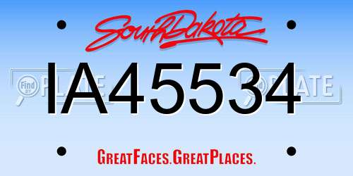 IA45534 South Dakota License Plate
