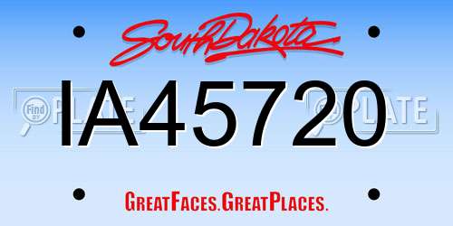 IA45720 South Dakota License Plate