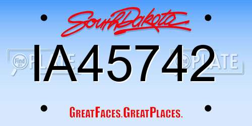 IA45742 South Dakota License Plate