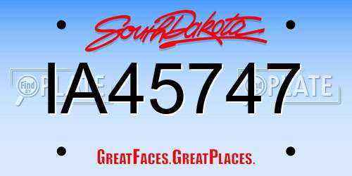 IA45747 South Dakota License Plate