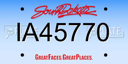 IA45770 South Dakota License Plate