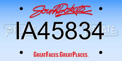 IA45834 South Dakota License Plate