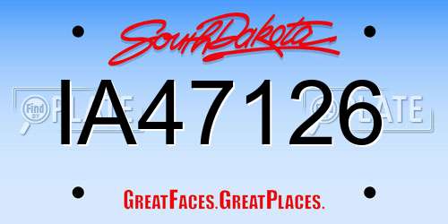 IA47126 South Dakota License Plate