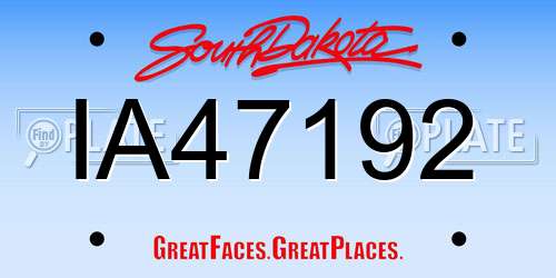 IA47192 South Dakota License Plate