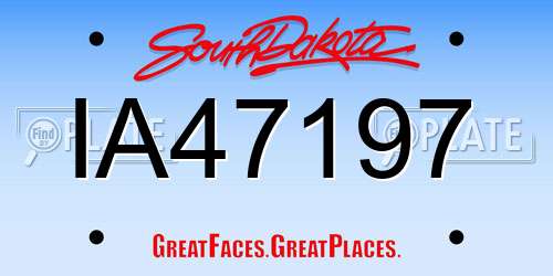IA47197 South Dakota License Plate