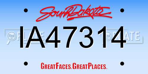 IA47314 South Dakota License Plate