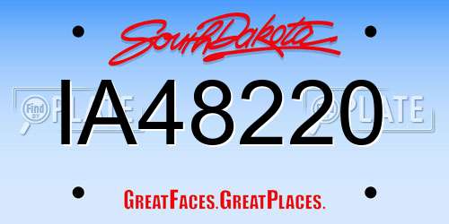 IA48220 South Dakota License Plate