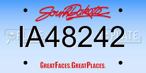 IA48242 South Dakota License Plate