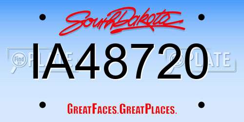 IA48720 South Dakota License Plate