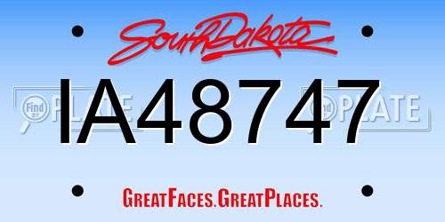 IA48747 South Dakota License Plate