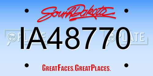 IA48770 South Dakota License Plate
