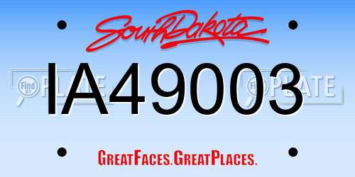 IA49003 South Dakota License Plate