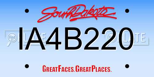 IA4B220 South Dakota License Plate