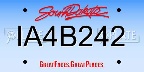 IA4B242 South Dakota License Plate
