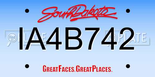 IA4B742 South Dakota License Plate