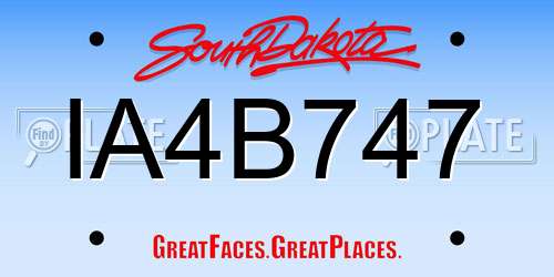 IA4B747 South Dakota License Plate