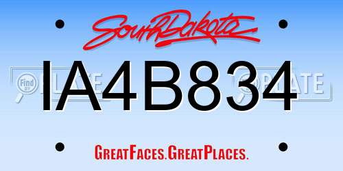 IA4B834 South Dakota License Plate