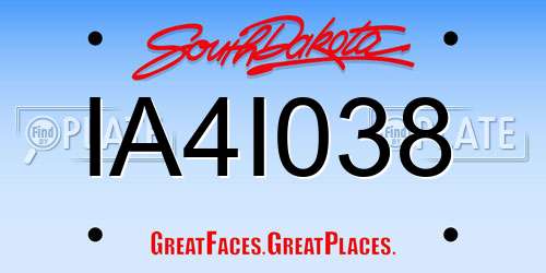 IA4I038 South Dakota License Plate