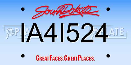 IA4I524 South Dakota License Plate