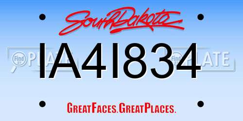 IA4I834 South Dakota License Plate
