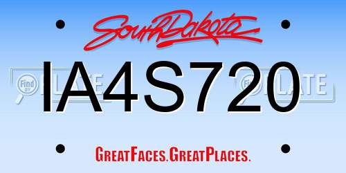 IA4S720 South Dakota License Plate