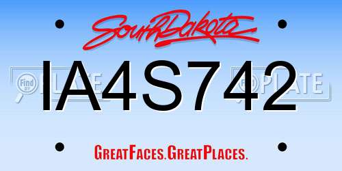 IA4S742 South Dakota License Plate