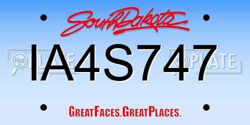 IA4S747 South Dakota License Plate