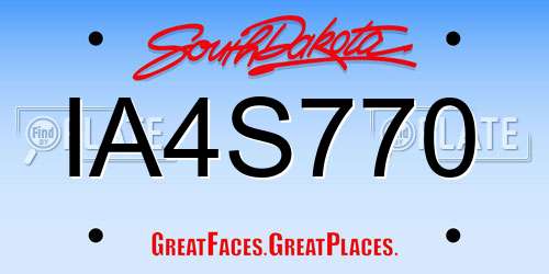 IA4S770 South Dakota License Plate