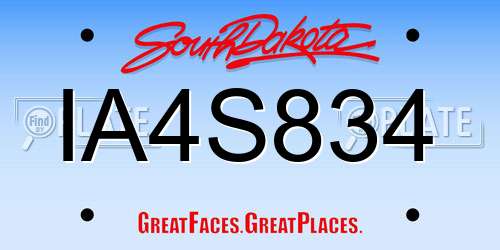 IA4S834 South Dakota License Plate
