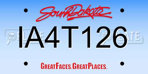 IA4T126 South Dakota License Plate