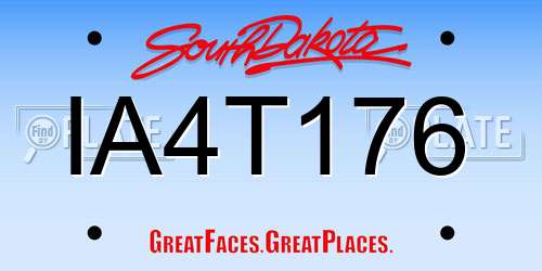 IA4T176 South Dakota License Plate