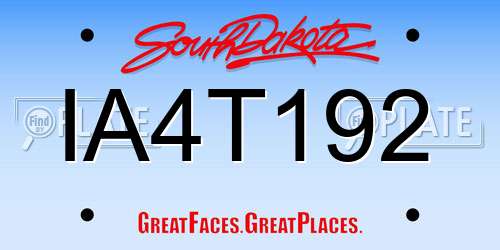 IA4T192 South Dakota License Plate