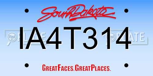 IA4T314 South Dakota License Plate