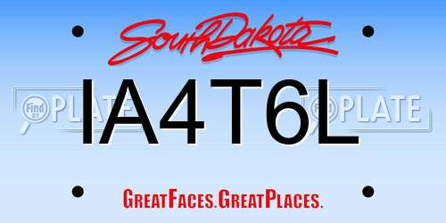 IA4T6L South Dakota License Plate