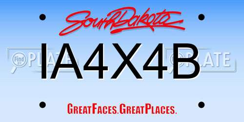IA4X4B South Dakota License Plate