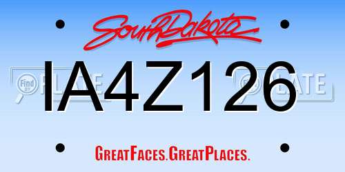 IA4Z126 South Dakota License Plate