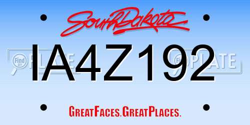 IA4Z192 South Dakota License Plate