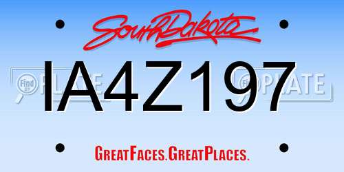 IA4Z197 South Dakota License Plate