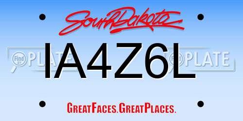IA4Z6L South Dakota License Plate
