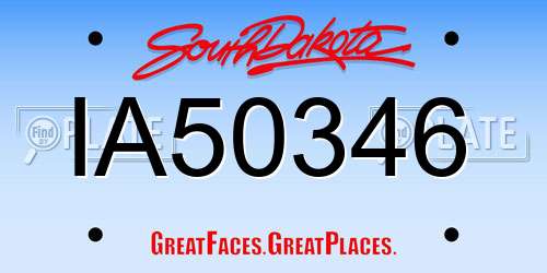 IA50346 South Dakota License Plate