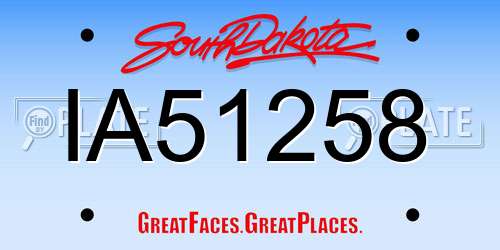 IA51258 South Dakota License Plate