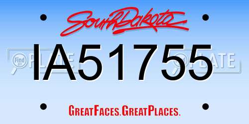 IA51755 South Dakota License Plate