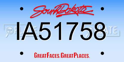 IA51758 South Dakota License Plate