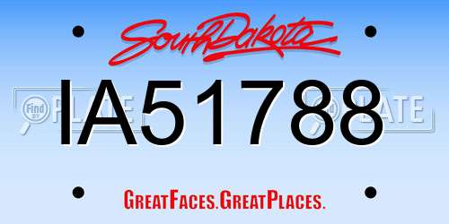 IA51788 South Dakota License Plate