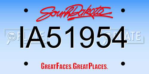 IA51954 South Dakota License Plate