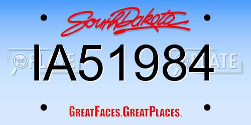 IA51984 South Dakota License Plate