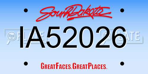IA52026 South Dakota License Plate