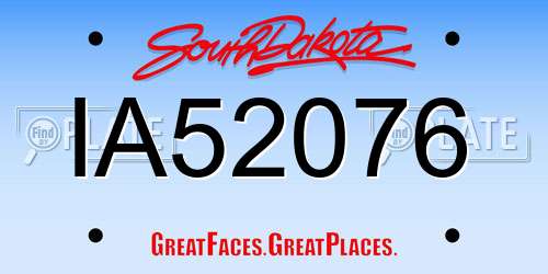 IA52076 South Dakota License Plate