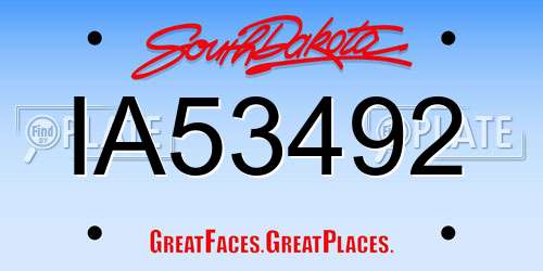IA53492 South Dakota License Plate